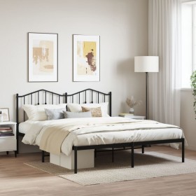 Bed frame with black metal headboard 183x213 cm by , Beds and slatted bases - Ref: Foro24-373794, Price: 101,85 €, Discount: %
