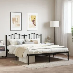 Bed frame with black metal headboard 183x213 cm by , Beds and slatted bases - Ref: Foro24-373794, Price: 100,43 €, Discount: %
