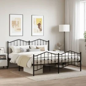 Black metal headboard and footboard bed frame 183x213 cm by , Beds and slatted bases - Ref: Foro24-373812, Price: 121,45 €, D...