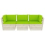 Sofá de palets de jardín 3 plazas con cojines madera de abeto by vidaXL, Garden sets - Ref: Foro24-3063407, Price: 246,72 €, ...
