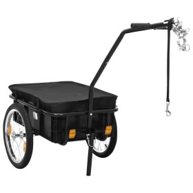 Remolque de bicicleta/carrito de mano acero negro 155x60x83 cm