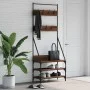Coat rack with brown oak shoe rack 72x34x184 cm by , Dresser Organizers and Bar Hangers - Ref: Foro24-837831, Price: 73,92 €,...
