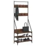 Coat rack with brown oak shoe rack 72x34x184 cm by , Dresser Organizers and Bar Hangers - Ref: Foro24-837831, Price: 73,92 €,...