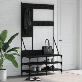 Coat rack with black shoe rack 100x40x184 cm by , Dresser Organizers and Bar Hangers - Ref: Foro24-837852, Price: 91,67 €, Di...