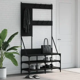 Coat rack with black shoe rack 100x40x184 cm by , Dresser Organizers and Bar Hangers - Ref: Foro24-837852, Price: 90,56 €, Di...