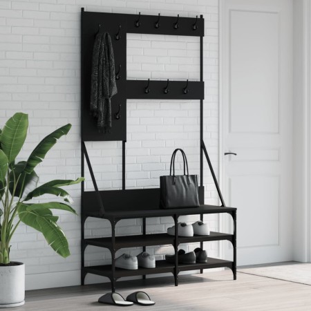 Coat rack with black shoe rack 100x40x184 cm by , Dresser Organizers and Bar Hangers - Ref: Foro24-837852, Price: 91,67 €, Di...