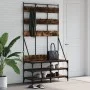 Coat rack with smoked oak shoe rack 100x40x184 cm by , Dresser Organizers and Bar Hangers - Ref: Foro24-837859, Price: 94,42 ...
