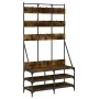 Coat rack with smoked oak shoe rack 100x40x184 cm by , Dresser Organizers and Bar Hangers - Ref: Foro24-837859, Price: 94,42 ...