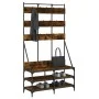 Coat rack with smoked oak shoe rack 100x40x184 cm by , Dresser Organizers and Bar Hangers - Ref: Foro24-837859, Price: 94,42 ...