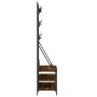 Coat rack with smoked oak shoe rack 100x40x184 cm by , Dresser Organizers and Bar Hangers - Ref: Foro24-837859, Price: 94,42 ...