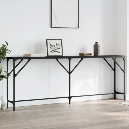 Black engineered wood console table 200x29x75 cm by , Side tables - Ref: Foro24-837777, Price: 58,36 €, Discount: %