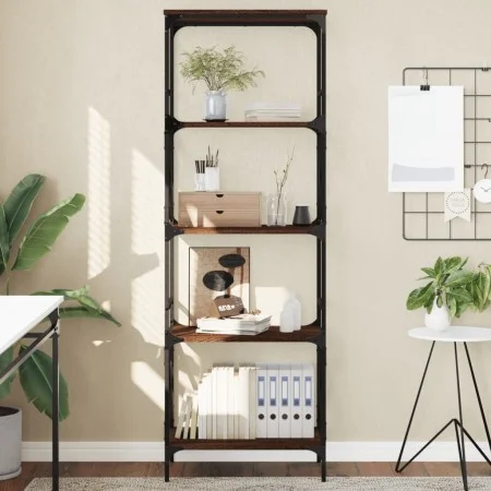 Bookcase with 5 shelves engineered wood brown oak 59x35x171cm by , Bookcases and shelves - Ref: Foro24-837626, Price: 60,17 €...