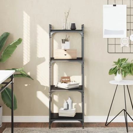 Bookcase with 4 shelves black engineered wood 40x30x120 cm by , Bookcases and shelves - Ref: Foro24-837632, Price: 38,91 €, D...