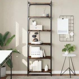 Bookcase with 6 shelves engineered wood smoked oak 60x30x188cm by , Bookcases and shelves - Ref: Foro24-837664, Price: 69,88 ...