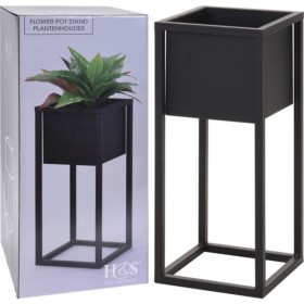 H&S Collection Black metal stand planter 50 cm by H&S Collection, Pots and planters - Ref: Foro24-424358, Price: 46,23 €, Dis...