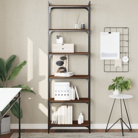Bookcase with 6 shelves engineered wood brown oak 60x30x188 cm by , Bookcases and shelves - Ref: Foro24-837666, Price: 76,02 ...