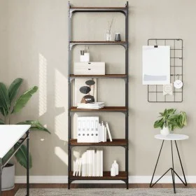 Bookcase with 6 shelves engineered wood brown oak 60x30x188 cm by , Bookcases and shelves - Ref: Foro24-837666, Price: 75,23 ...