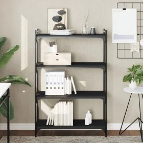 Bookcase with 4 shelves black engineered wood 80x30x120 cm by , Bookcases and shelves - Ref: Foro24-837672, Price: 43,58 €, D...