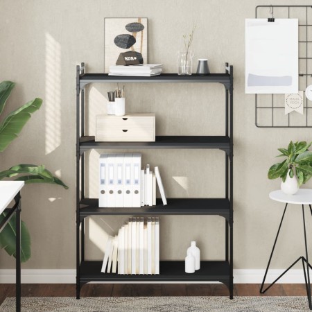 Bookcase with 4 shelves black engineered wood 80x30x120 cm by , Bookcases and shelves - Ref: Foro24-837672, Price: 44,00 €, D...