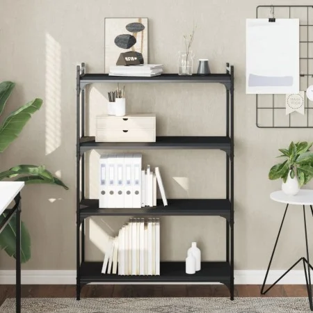 Bookcase with 4 shelves black engineered wood 80x30x120 cm by , Bookcases and shelves - Ref: Foro24-837672, Price: 43,58 €, D...
