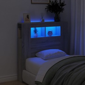 Sonoma gray engineered wood LED headboard 100x18.5x103.5 cm by , Headboards and footboards - Ref: Foro24-837335, Price: 59,86...
