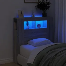 Sonoma gray engineered wood LED headboard 100x18.5x103.5 cm by , Headboards and footboards - Ref: Foro24-837335, Price: 59,12...