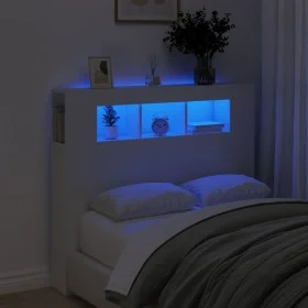 Kopfteil mit LED, weißem Holzwerkstoff, 120 x 18,5 x 103,5 cm von , Kopf- und Fußteile - Ref: Foro24-837337, Preis: 92,20 €, ...