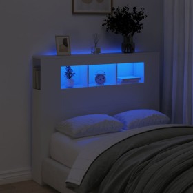 Kopfteil mit LED, weißem Holzwerkstoff, 120 x 18,5 x 103,5 cm von , Kopf- und Fußteile - Ref: Foro24-837337, Preis: 94,03 €, ...