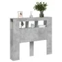 Concrete gray engineered wood LED headboard 120x18.5x103.5 cm by , Headboards and footboards - Ref: Foro24-837340, Price: 83,...