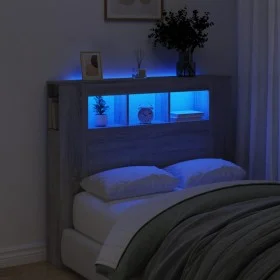 Sonoma gray engineered wood LED headboard 120x18.5x103.5 cm by , Headboards and footboards - Ref: Foro24-837342, Price: 73,63...