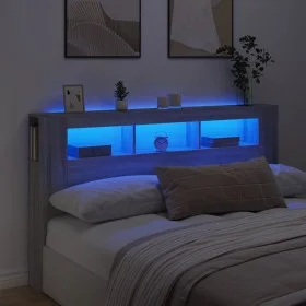 Sonoma gray engineered wood LED headboard 180x18.5x103.5 cm by , Headboards and footboards - Ref: Foro24-837363, Price: 99,18...