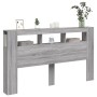 Sonoma-graues LED-Kopfteil aus Holzwerkstoff, 180 x 18,5 x 103,5 cm von , Kopf- und Fußteile - Ref: Foro24-837363, Preis: 100...