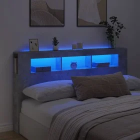 Concrete gray engineered wood LED headboard 180x18.5x103.5 cm by , Headboards and footboards - Ref: Foro24-837361, Price: 92,...