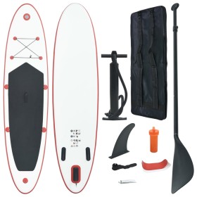 Juego de tabla de paddle surf hinchable rojo y blanco