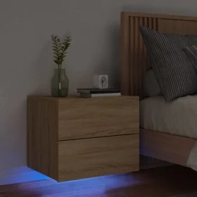 Sonoma Oak Wall-Mounted Nightstand with LED Lights by , Nightstands - Ref: Foro24-836816, Price: 52,62 €, Discount: %