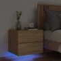 Mesita de noche de pared con luces LED roble Sonoma de , Mesitas de noche - Ref: Foro24-836816, Precio: 52,60 €, Descuento: %