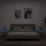 Wall bedside tables with LED lights 2 units gray Sonoma by , Nightstands - Ref: Foro24-836837, Price: 72,79 €, Discount: %