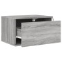 Wall bedside tables with LED lights 2 units gray Sonoma by , Nightstands - Ref: Foro24-836837, Price: 74,39 €, Discount: %