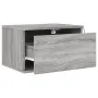 Wall bedside tables with LED lights 2 units gray Sonoma by , Nightstands - Ref: Foro24-836837, Price: 72,79 €, Discount: %