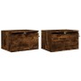 Wall bedside tables with LED lights 2 pcs smoked oak by , Nightstands - Ref: Foro24-836835, Price: 73,93 €, Discount: %