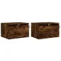 Wall bedside tables with LED lights 2 pcs smoked oak by , Nightstands - Ref: Foro24-836835, Price: 72,25 €, Discount: %