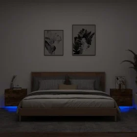 Wall bedside tables with LED lights 2 pcs smoked oak by , Nightstands - Ref: Foro24-836821, Price: 80,68 €, Discount: %