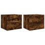 Wall bedside tables with LED lights 2 pcs smoked oak by , Nightstands - Ref: Foro24-836821, Price: 81,69 €, Discount: %