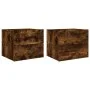 Wall bedside tables with LED lights 2 pcs smoked oak by , Nightstands - Ref: Foro24-836821, Price: 80,68 €, Discount: %