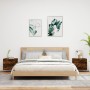 Mesitas de noche de pared con luces LED 2 uds roble ahumado de , Mesitas de noche - Ref: Foro24-836821, Precio: 129,54 €, Des...
