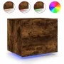 Wall bedside tables with LED lights 2 pcs smoked oak by , Nightstands - Ref: Foro24-836821, Price: 80,68 €, Discount: %