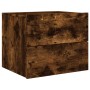Wall bedside tables with LED lights 2 pcs smoked oak by , Nightstands - Ref: Foro24-836821, Price: 81,69 €, Discount: %
