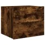 Wall bedside tables with LED lights 2 pcs smoked oak by , Nightstands - Ref: Foro24-836821, Price: 80,68 €, Discount: %