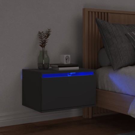 Wall bedside table with black LED lights by , Nightstands - Ref: Foro24-836828, Price: 56,45 €, Discount: %