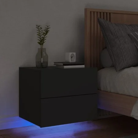 Wall bedside table with black LED lights by , Nightstands - Ref: Foro24-836814, Price: 55,96 €, Discount: %